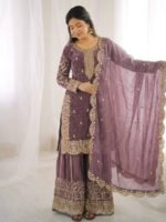 Fandy Silk Sequence Embroidery Top Plazzo Dupatta