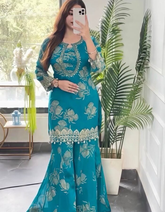 Heavy Georgette Embroidery Sharara Suit