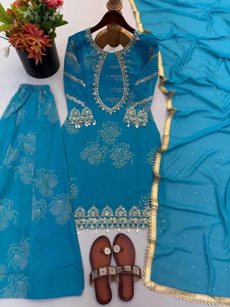 Heavy Georgette Embroidery Sharara Suit