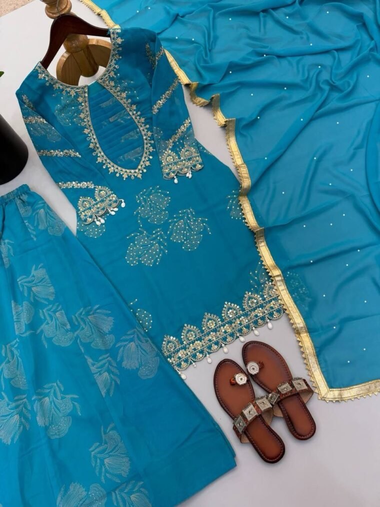 Heavy Georgette Embroidery Sharara Suit