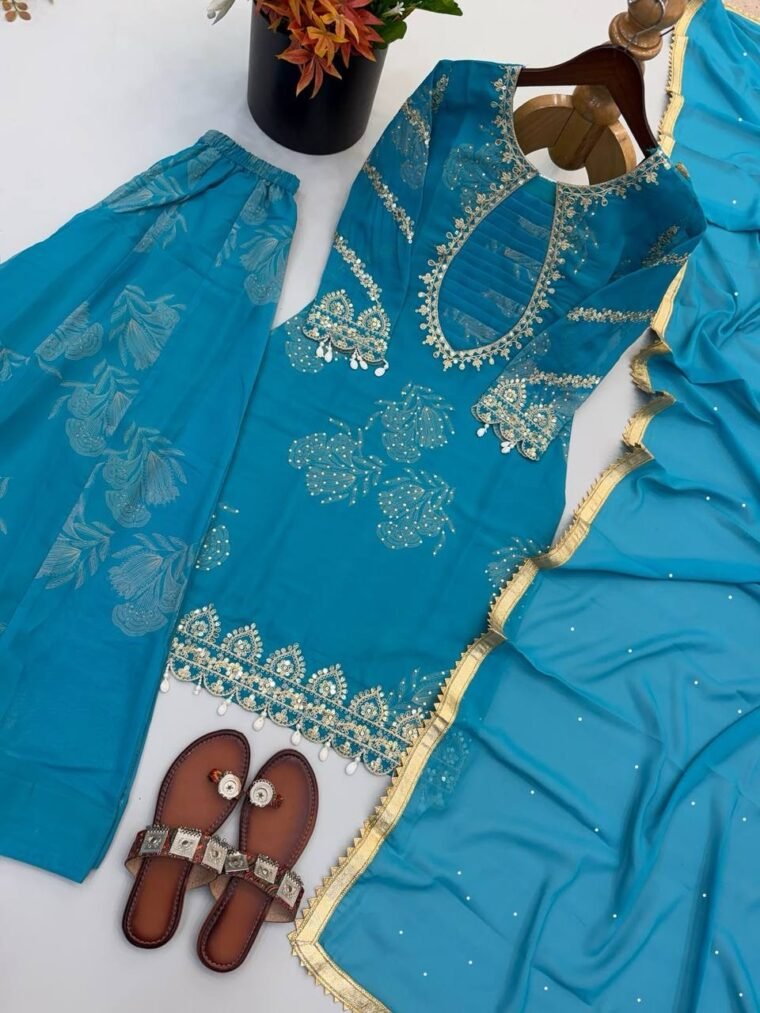 Heavy Georgette Embroidery Sharara Suit