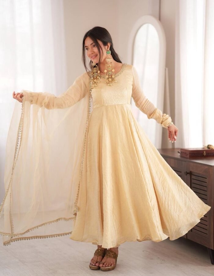 Doremon Crush With Real Mirror Anarkali Pants Dupatta