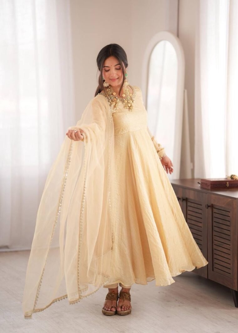 Doremon Crush With Real Mirror Anarkali Pants Dupatta