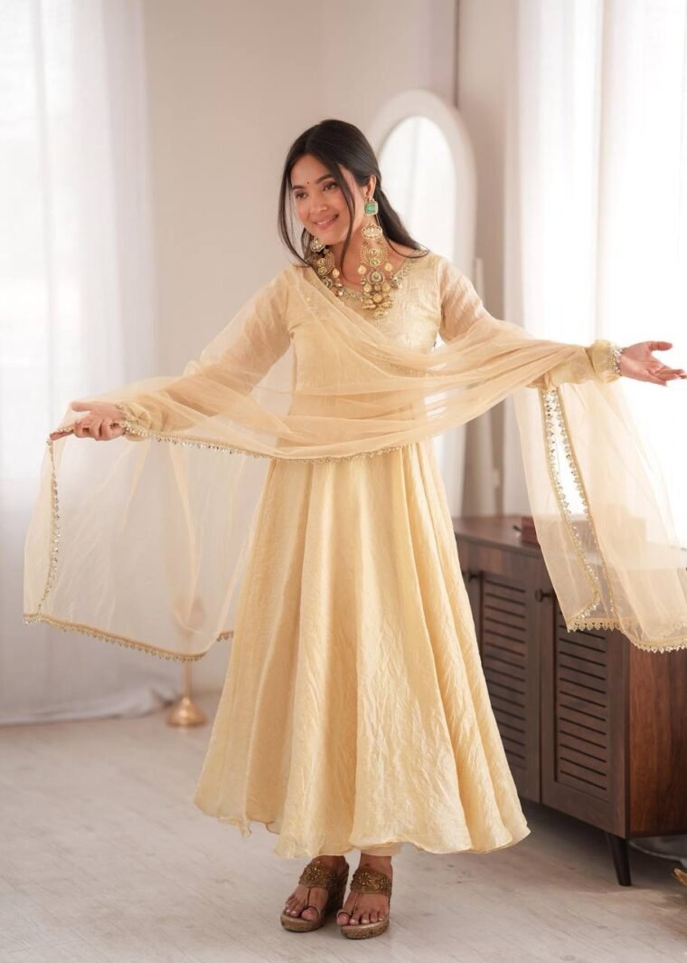 Doremon Crush With Real Mirror Anarkali Pants Dupatta